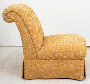 Hollywood Regency Yellow Damask Slipper Chair (9577312649523)