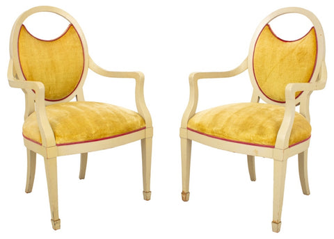 Jamie Drake Lacquered Transitional Armchairs, Pair