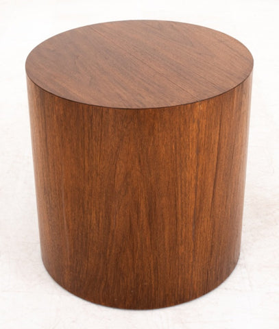 Mid-Century Modern Teak Cylindrical  Accent Table