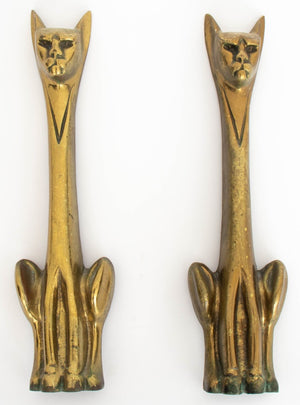 Mid-Century Modern Siamese Cat Brass Andirons, Pair (9553863573811)