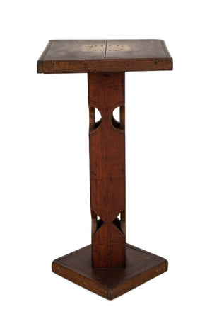 Arts & Crafts Pine Wood Pedestal Table (9579663163699)