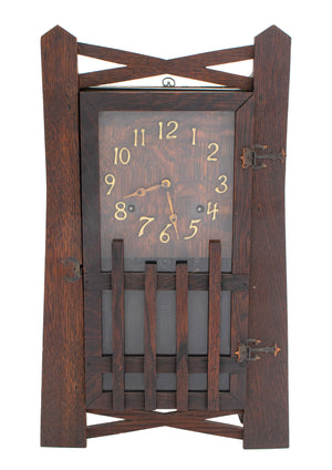 Arts and Crafts Oak Mantel Clock (9651173294387)