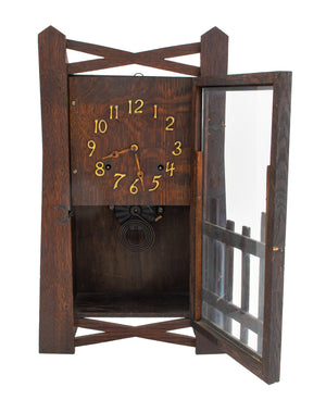 Arts and Crafts Oak Mantel Clock (9651173294387)