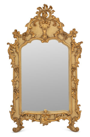 Louis XV Style Giltwood and Cream  Painted Mirror (9612463440179)