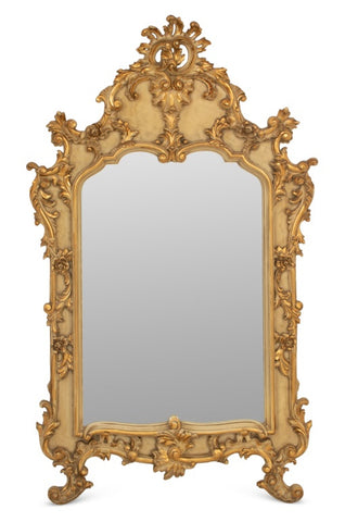 Louis XV Style Giltwood and Cream  Painted Mirror