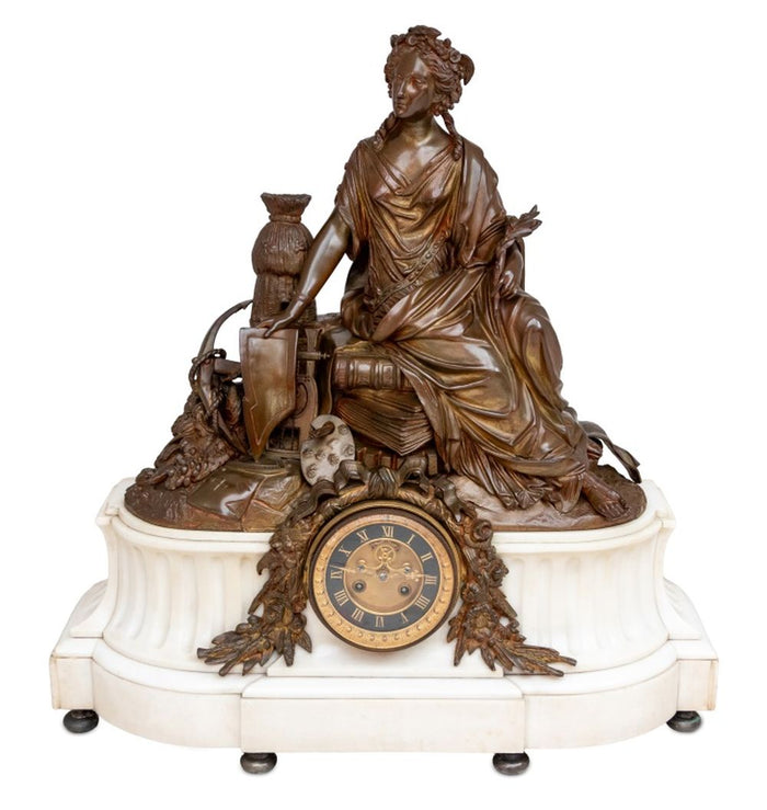 Napoleon III Bronze & Marble Figural Clock, 1870