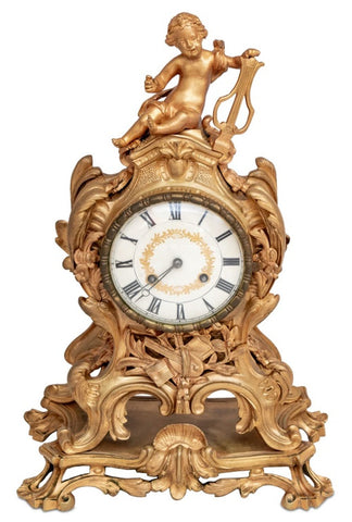 Louis XV Style Gilt Bronze Mantel Clock