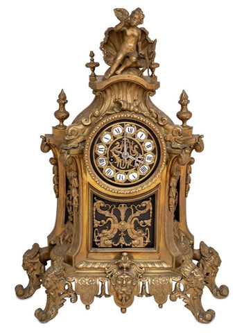 Louis XV Style Gilt Brass Mantel Clock