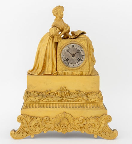 French Empire Gilt Metal Figural Clock