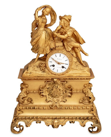 Charles X Gilt Bronze Figural Clock