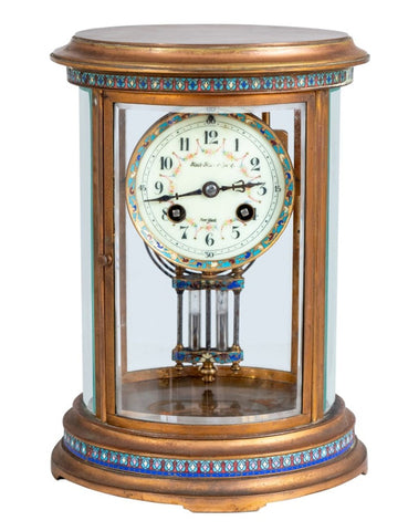 Black, Starr, and Frost Cloisonne and Brass Clock