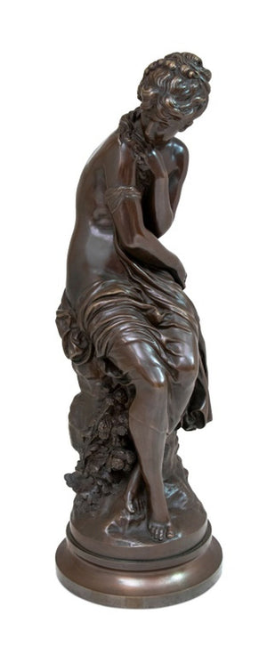 Mathurin Moreau Bronze of a Seated Woman