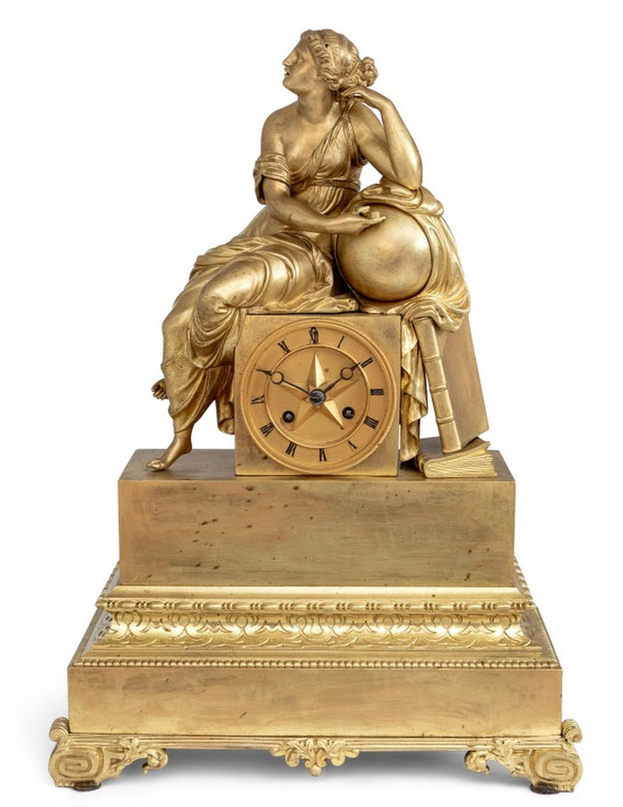 Charles X Gilt Bronze Figural Clock