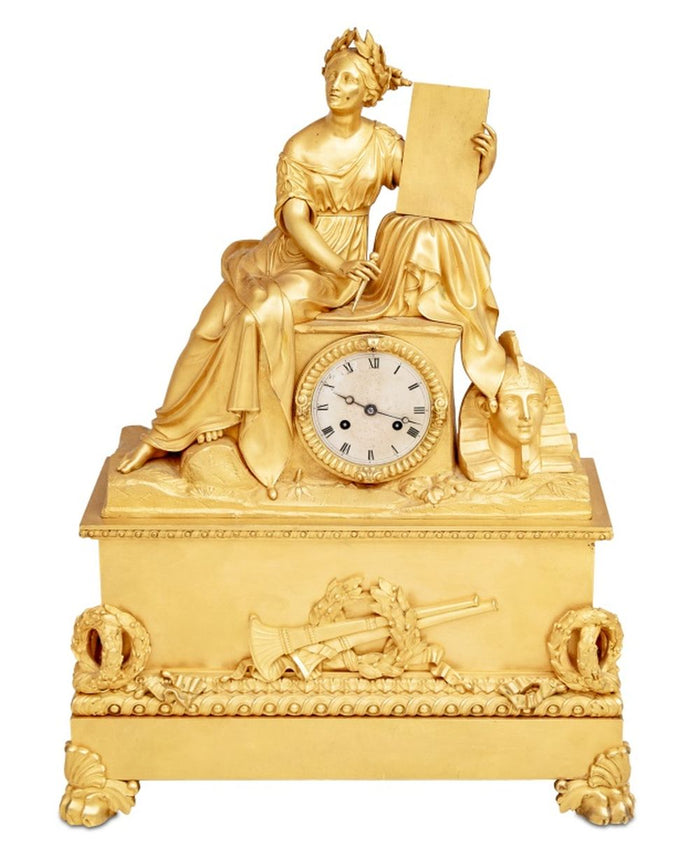 Charles X Gilt Bronze Figural Mantel Clock
