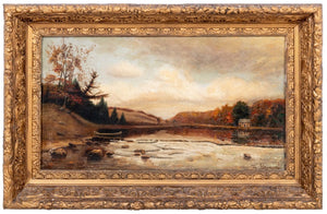 American School River Landscape Oil on Canvas