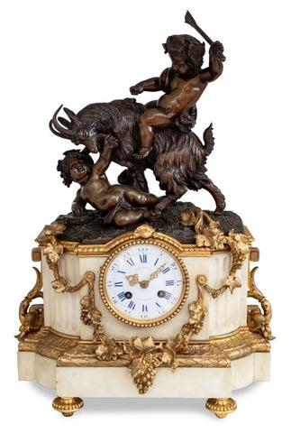 Louis XVI Style Bronze and Marble Clock