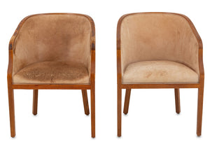 Ward Bennett for Brickel Leather Tub Chairs, Pair (9614309982515)