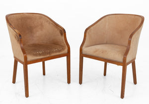 Ward Bennett for Brickel Leather Tub Chairs, Pair (9614309982515)