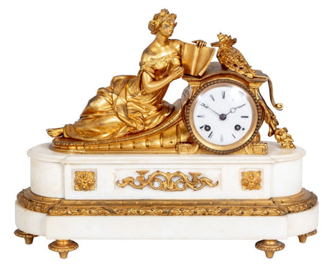Louis XV Style Gilt Bronze and Marble Mantel Clock