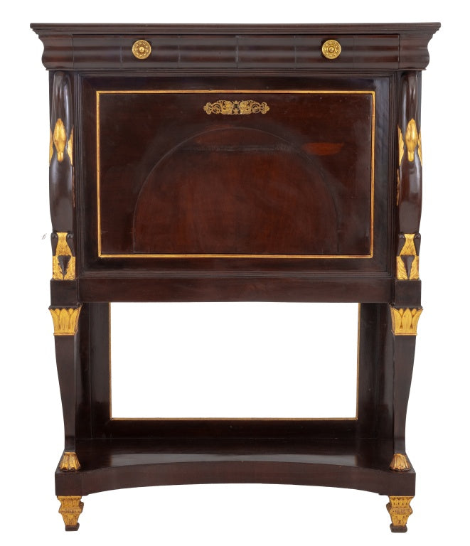 Empire Style Parcel Gilt and Walnut Cabinet