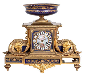 Napoleon III Gilt Bronze and Sevres Mounted Clock