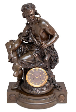 A. Carrier "Hephaestus" Patinated Bronze Clock (9641794044211)