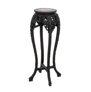 Chinese Hardwood and Marble Pedestal Table