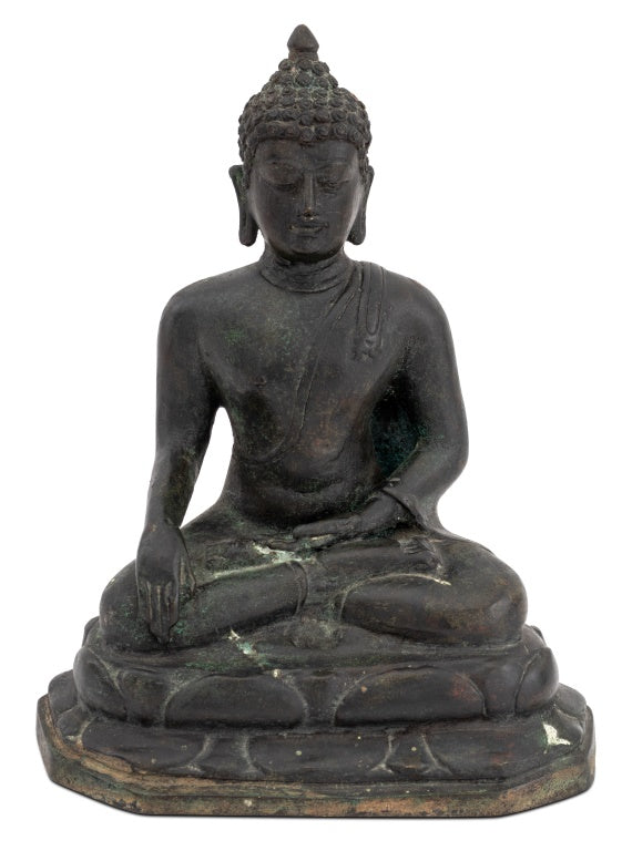 Thai Seated Buddha Patinated Bronze Sculpture Showplace