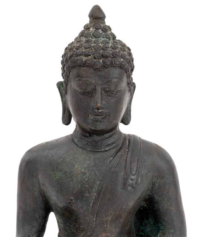 Thai Seated Buddha Patinated Bronze Sculpture Showplace