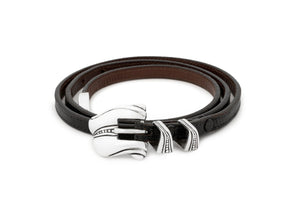 Barry Kieselstein-Cord Silver Buckle Leather Belt