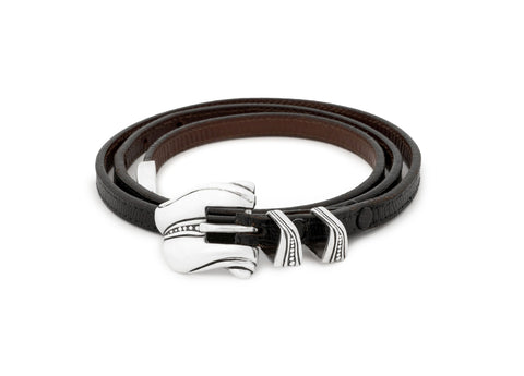 Barry Kieselstein-Cord Silver Buckle Leather Belt
