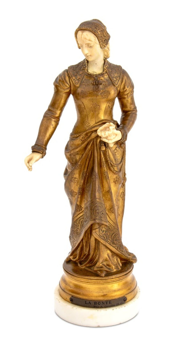 Adrien Etienne Gaudez "La Bonte" Gilt Bronze