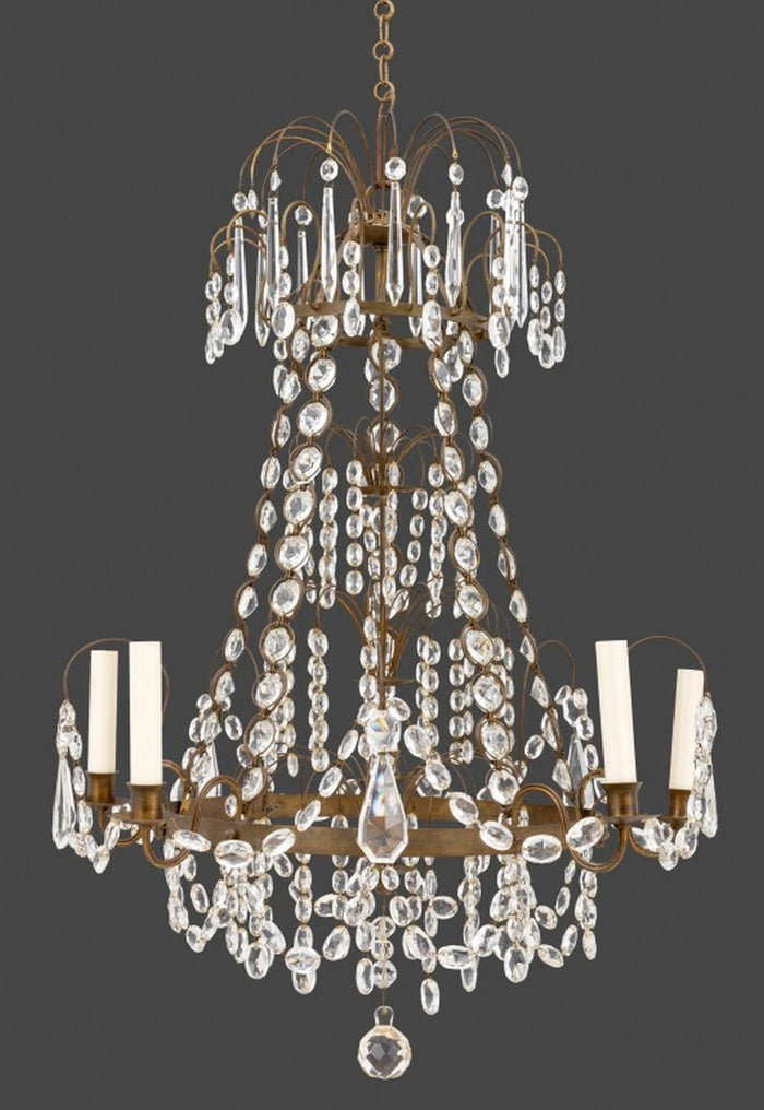 Neoclassical Baltic Style Brass 5-Light Chandelier