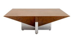 Vladimir Kagan Attr. Burlwood & Chrome Low Table (9821255303475)