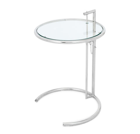 Eileen Gray Adjustable E 1027 Glass Top Side Table