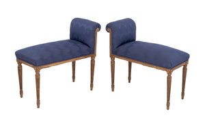 Louis XVI Style Upholstered Window Seats, Pair