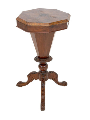 Victorian Walnut Trumpet Sewing Table