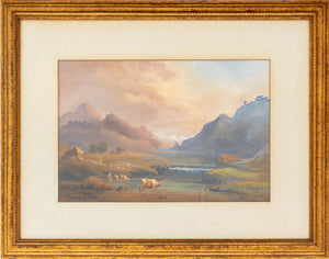 Continental School Pastoral Scene Watercolor (9883835400499)