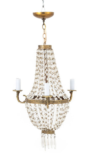 French Empire Cut Crystal and Brass Chandelier