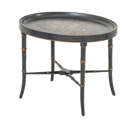 Chinoiserie Papier Mache Oval Tray Table