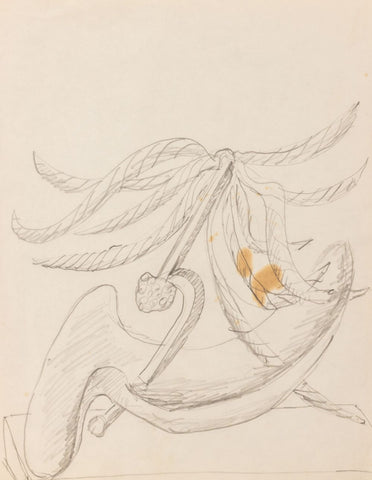 Seymour Lipton Sculpture Study Pencil on Paper