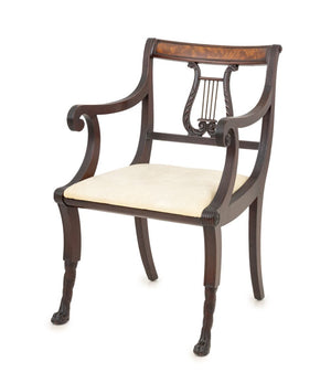 Empire Style Mahogany Lyre Back Armchair
