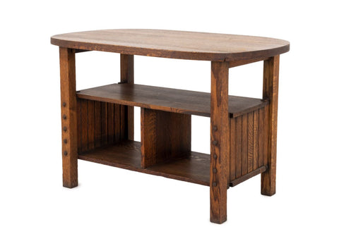 Arts & Crafts Oak Two-Tier Oval Occasional Table