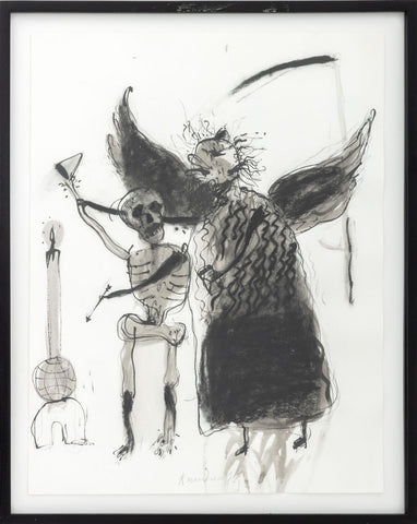 Robert Dandarov Angel and Skeleton Mix Media, 1985