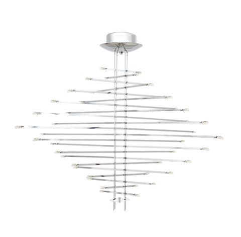 Modern Italian Chrome and Glass Suspension Light