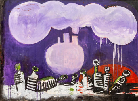 Domenick Capobianco Green Bottles Oil on Canvas