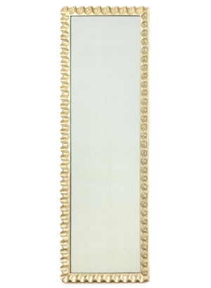 Ruffled Border Silvered Wood Full-Length Mirror