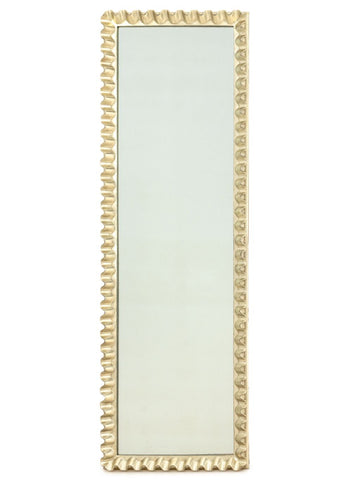 Ruffled Border Silvered Wood Full-Length Mirror