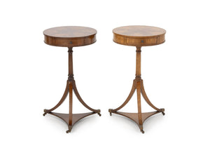 Biedermeier Style Flame Mahogany Side Tables, Pair