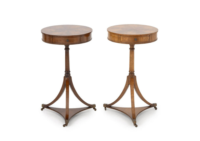 Biedermeier Style Flame Mahogany Side Tables, Pair